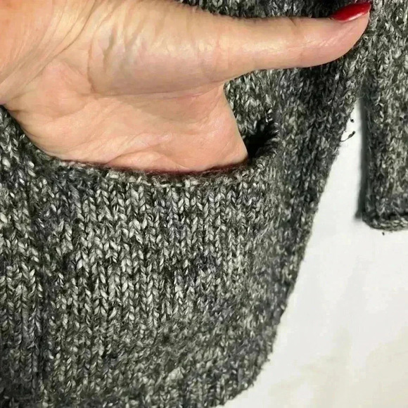 Pure Jill Womens Sweater Gray/White M Pullover Rolled Neck/Cuffs Casual Relaxed - Picture 5 of 10